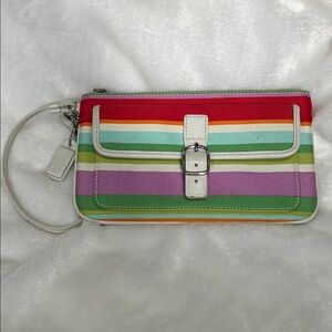 Coach Hampton Striped Wristlet